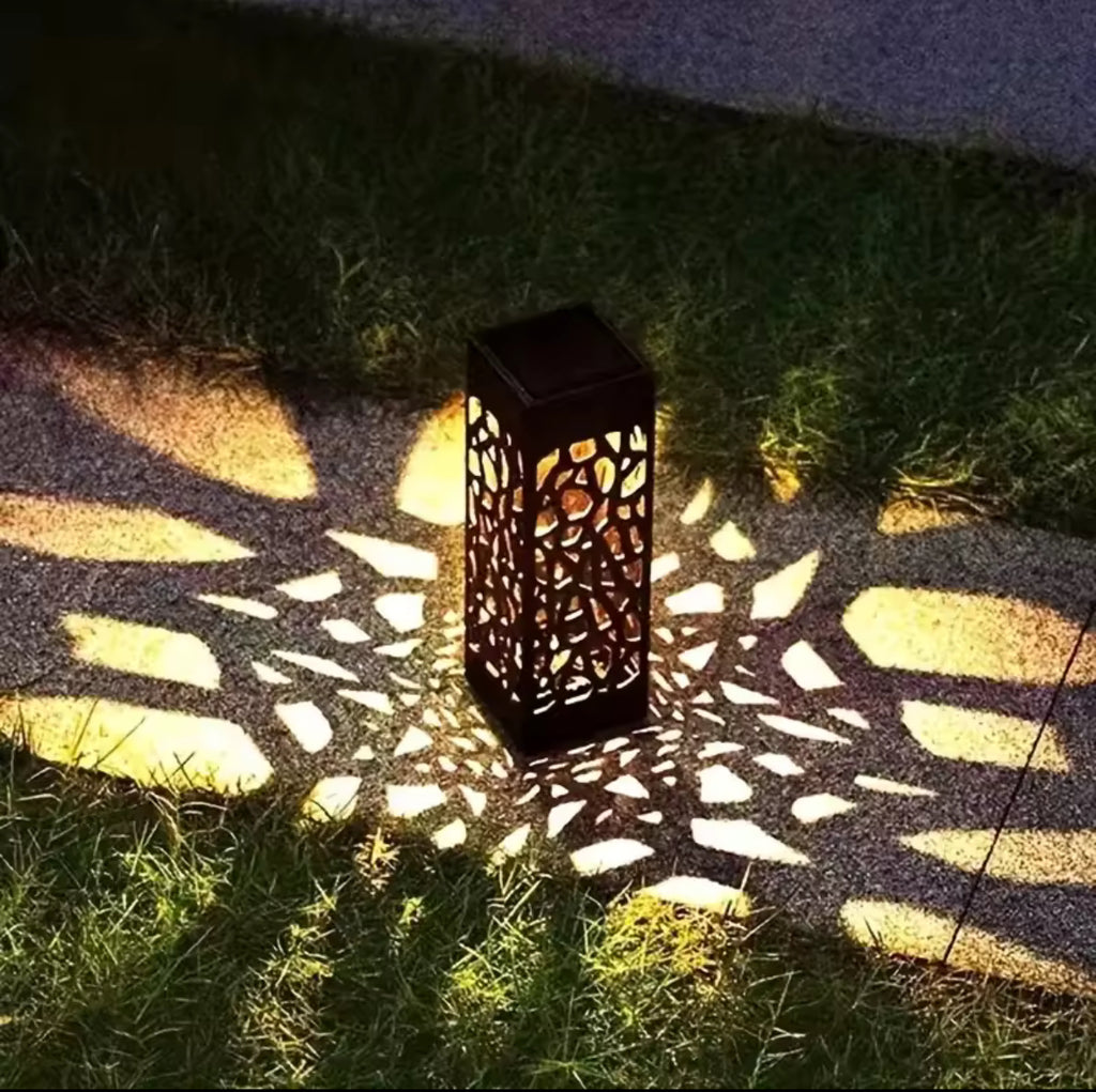 6PCS Solar Powered LED Garden Stake Lights Decorative Hollow-Out Lawn Lamps, Waterproof Outdoor Landscape Lighting 400mah